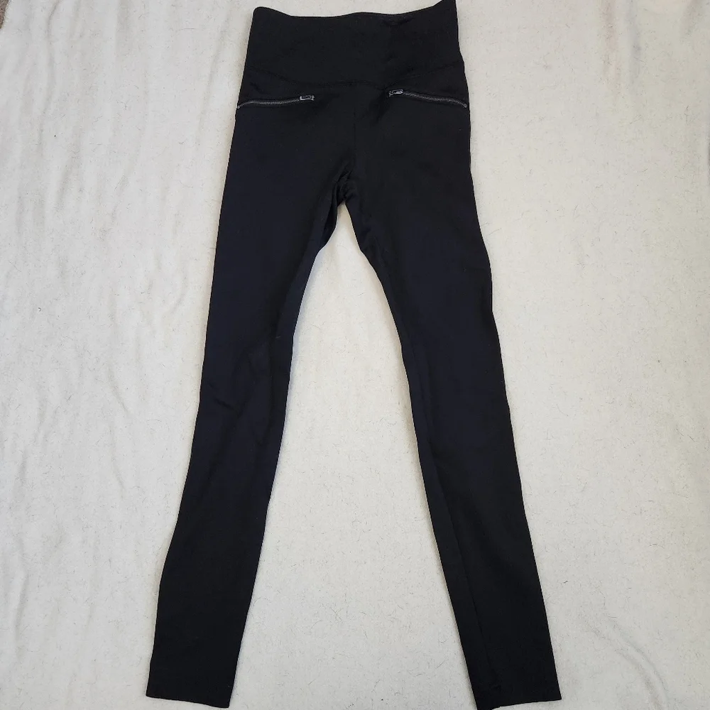 White House Black Market Black Zipper Runway Leggings Size 4